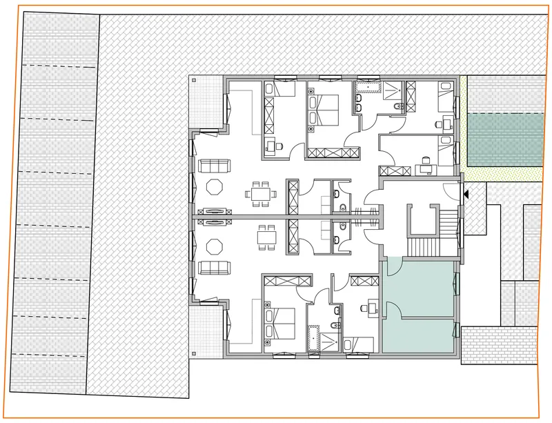 Gemeinschaftsbereich + Stellplätze – Einheit 01, Mehrfamilienhaus in Birkenheide