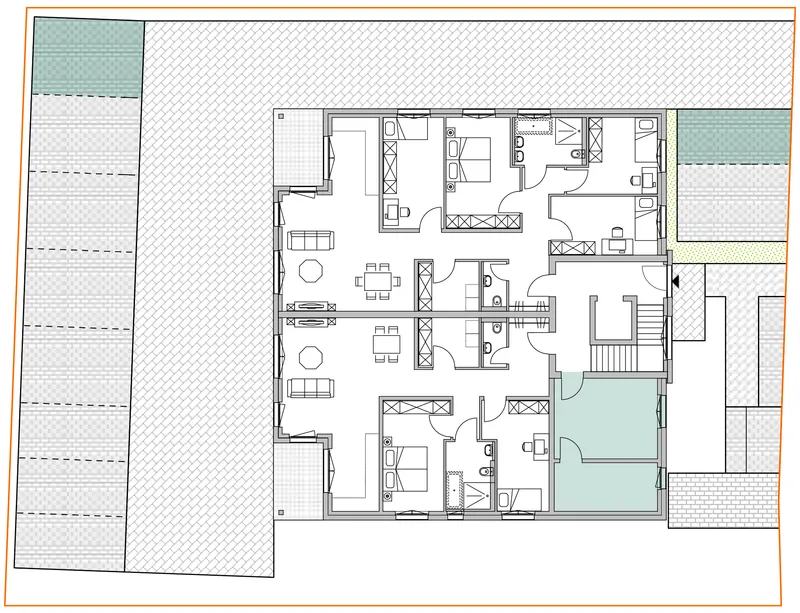 Gemeinschaftsbereich + Stellplätze – Einheit 02, Mehrfamilienhaus in Birkenheide