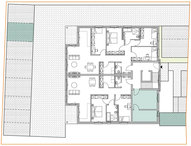Gemeinschaftsbereich + Stellplätze – Einheit 03, Mehrfamilienhaus in Birkenheide