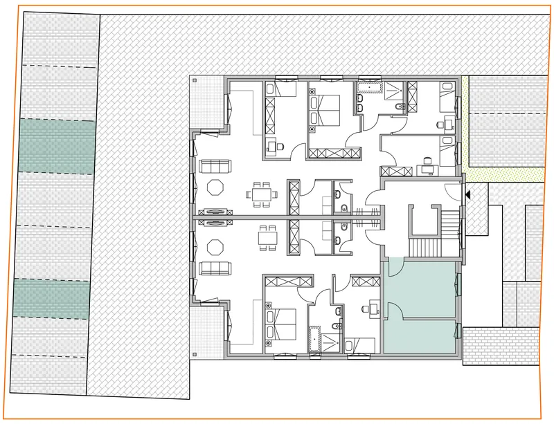 Gemeinschaftsbereich + Stellplätze – Einheit 04, Mehrfamilienhaus in Birkenheide