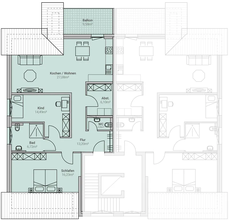 Grundriss – Einheit 05, Mehrfamilienhaus in Birkenheide