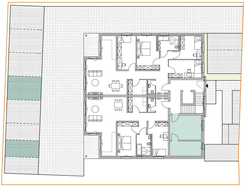 Gemeinschaftsbereich + Stellplätze – Einheit 05, Mehrfamilienhaus in Birkenheide