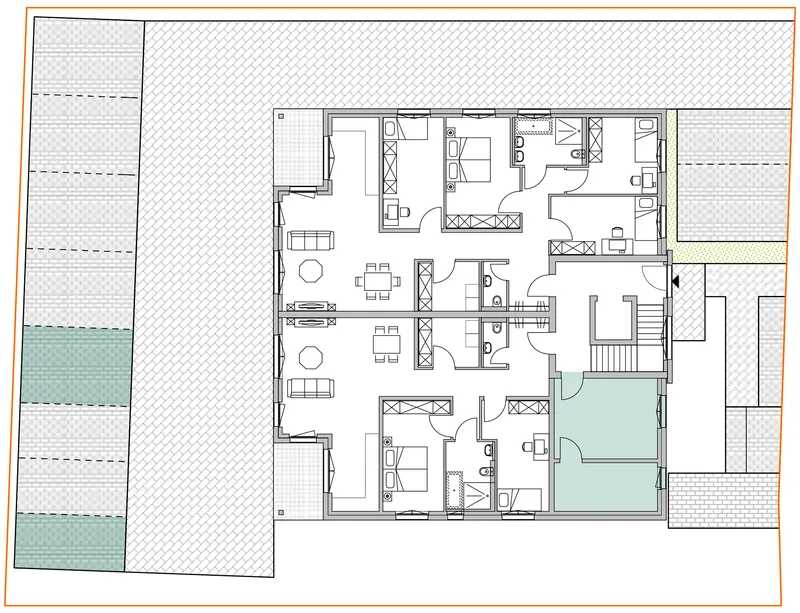 Gemeinschaftsbereich + Stellplätze – Einheit 06, Mehrfamilienhaus in Birkenheide