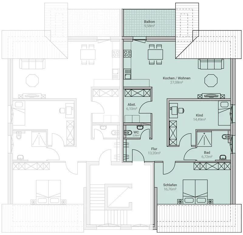 Grundriss – Einheit 06, Mehrfamilienhaus in Birkenheide