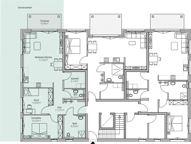 Grundriss – Einheit 01, Mehrfamilienhaus in Herxheim