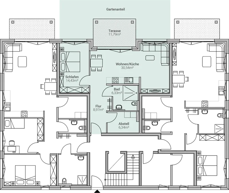 Grundriss – Einheit 02, Mehrfamilienhaus in Herxheim