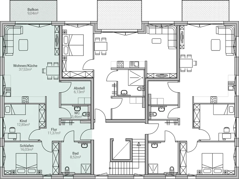 Grundriss – Einheit 04, Mehrfamilienhaus in Herxheim