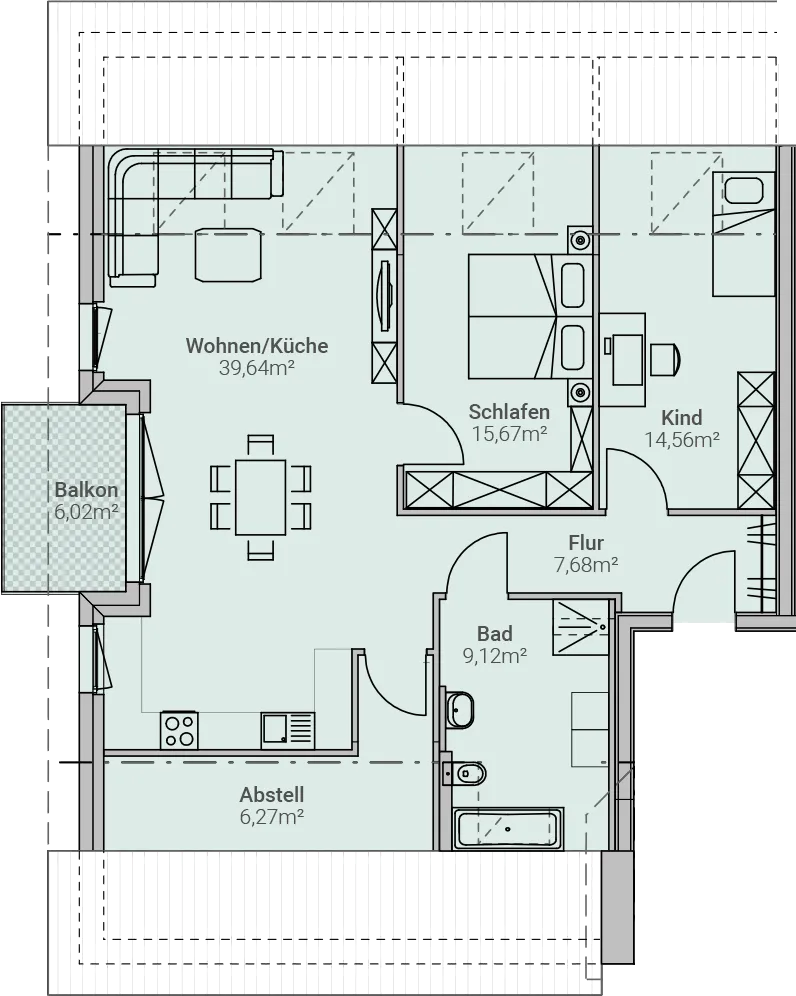 Grundriss – Einheit 07, Mehrfamilienhaus in Herxheim