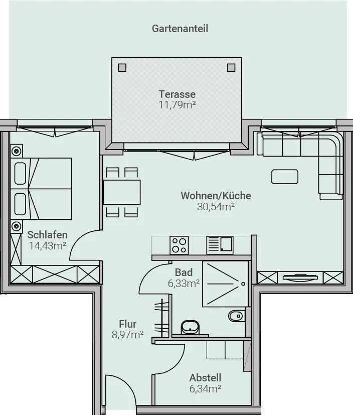 Grundriss – Einheit 02, Mehrfamilienhaus in Herxheim