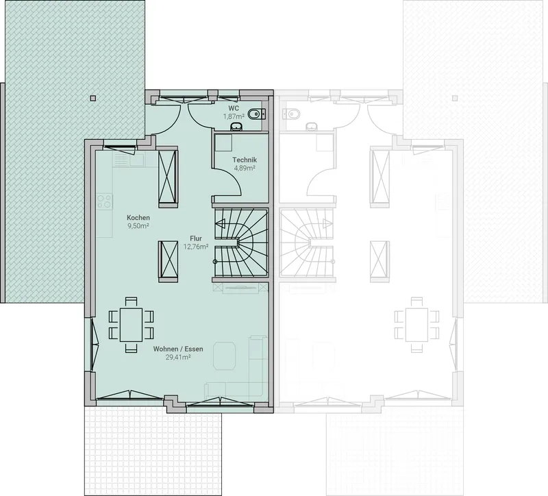 Erdgeschoss – Einheit 07, Doppelhäuser in Landau